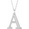 14K White Engravable Imitation Diamond Initial A 18