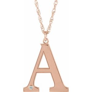 14K Rose Gold-Plated Sterling Silver Engravable Imitation Diamond Initial A 18" Necklace