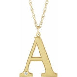 14K Yellow Gold-Plated Sterling Silver Engravable Imitation Diamond Initial A 18" Necklace