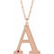 14K Rose Gold-Plated Sterling Silver Engravable Imitation Ruby Initial A 18