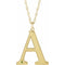 14K Yellow Engravable Imitation Peridot Initial A 18