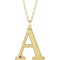 14K Yellow Gold-Plated Sterling Silver Engravable Imitation Pink Tourmaline Initial A 18