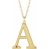 14K Yellow Engravable Imitation Citrine Initial A 18" Necklace