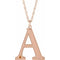 14K Rose Gold-Plated Sterling Silver Engravable Imitation Citrine Initial A 18