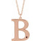 14K Rose Gold-Plated Sterling Silver Engravable Imitation Mozambique Garnet Initial B 18