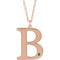 14K Rose Engravable Imitation Emerald Initial B 18