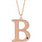 14K Rose Gold-Plated Sterling Silver Engravable Imitation Blue Sapphire Initial B 18