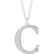 Rhodium-Plated Sterling Silver Engravable Imitation Aquamarine Initial C 18