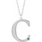 Rhodium-Plated Sterling Silver Engravable Imitation Emerald Initial C 18