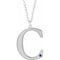 14K White Engravable Imitation Blue Sapphire Initial C 18