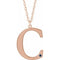 14K Rose Engravable Imitation Blue Sapphire Initial C 18