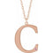 14K Rose Gold-Plated Sterling Silver Engravable Imitation Pink Tourmaline Initial C 18