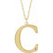 10K Yellow Engravable Imitation Pink Tourmaline Initial C 18