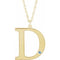 14K Yellow Engravable Imitation Aquamarine Initial D 18