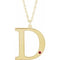 14K Yellow Engravable Imitation Ruby Initial D 18
