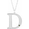 14K White Engravable Imitation Peridot Initial D 18