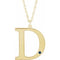 14K Yellow Engravable Imitation Blue Sapphire Initial D 18