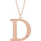14K Rose Engravable Imitation Pink Tourmaline Initial D 18