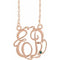 14K Rose Gold-Plated Sterling Silver 20 mm 2-Initials Imitation Alexandrite Script Monogram 18