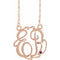 14K Rose 20 mm 2-Initials Imitation Amethyst Script Monogram 18