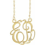 14K Yellow Gold-Plated Sterling Silver 20 mm 2 Initials .02 CT Natural Diamond Script Monogram 18" Necklace