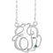 14K White 20 mm 2-Initials Imitation Emerald Script Monogram 18