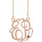 14K Rose Gold-Plated Sterling Silver 20 mm 2-Initials Imitation Mozambique Garnet Script Monogram 18