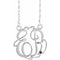 Rhodium-Plated Sterling Silver 20 mm 2-Initials Imitation Mozambique Garnet Script Monogram 18