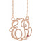 14K Rose 20 mm 2-Initials Imitation Ruby Script Monogram 18