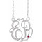 10K White 20 mm 2-Initials Imitation Ruby Script Monogram 18