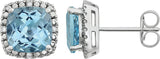 Cushion 4-Prong Halo-Style Earrings
