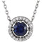 Sterling Silver Lab-Grown Blue Sapphire & .05 CTW Natural Diamond Halo-Style 16