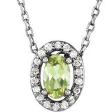 14K White Natural Peridot & .04 CTW Natural Diamond 16" Necklace