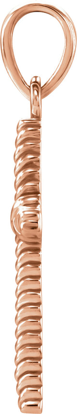 14K Rose Gold 17.5x11.3 mm Rope Cross Pendant