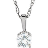 14K White 3 mm Natural Diamond Youth Solitaire 14" Necklace