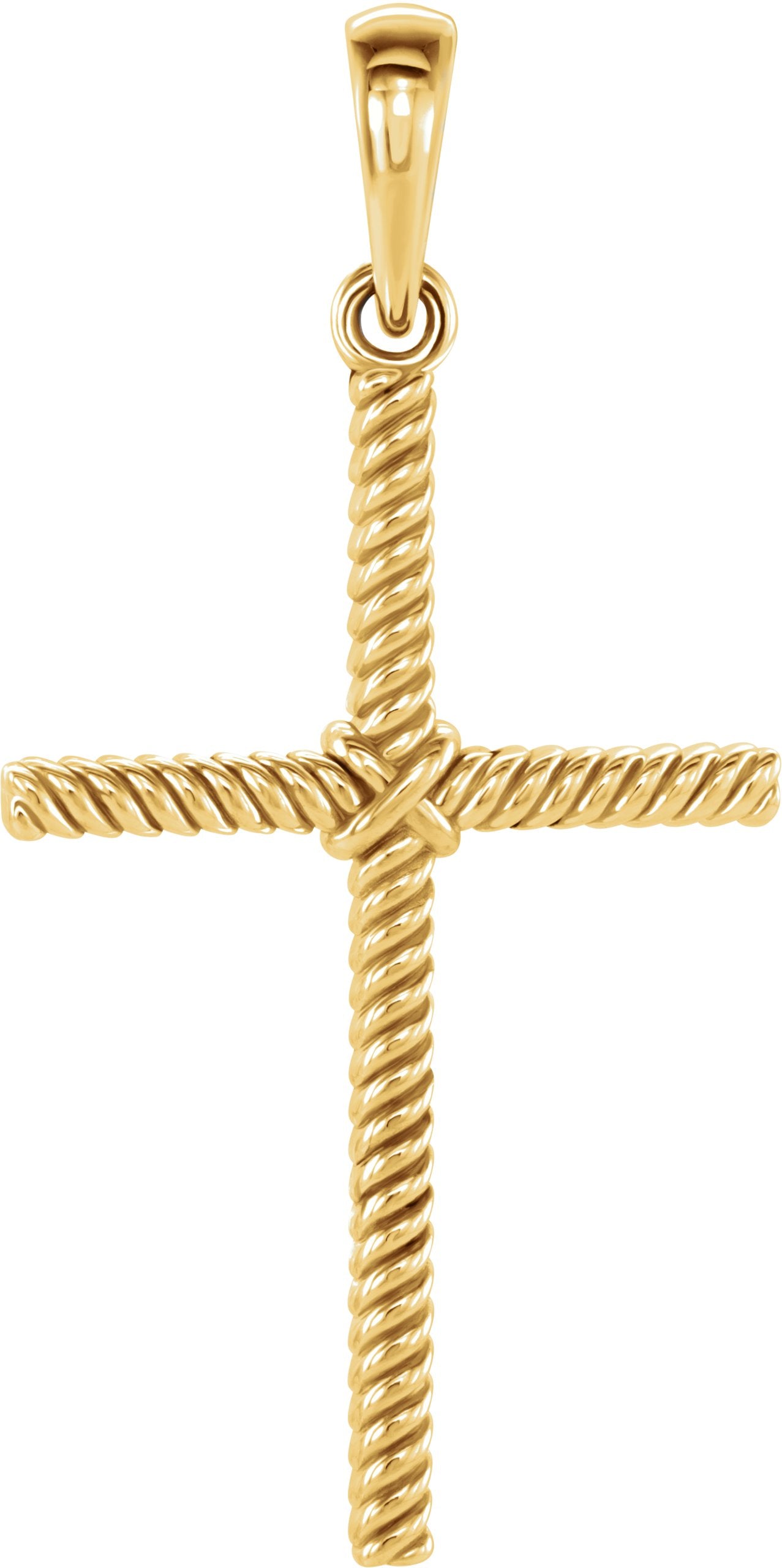 14K Yellow Gold 25.4x16.2 mm Rope Cross Pendant