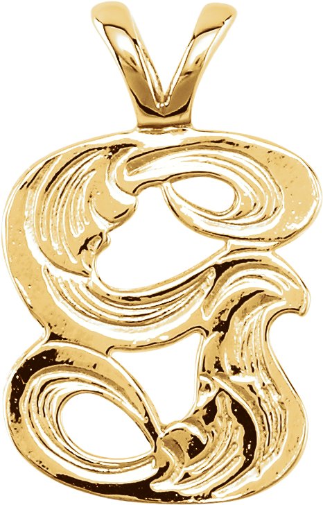 14K Yellow Gold Medium Initial G Pendant