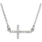 14K White .07 CTW Natural Diamond Sideways Cross 16-18