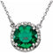 14K White 8 mm Lab-Grown Emerald & .05 CTW Natural Diamond 16