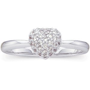 14K White Gold 1/5 CTW Natural Diamond Heart Ring