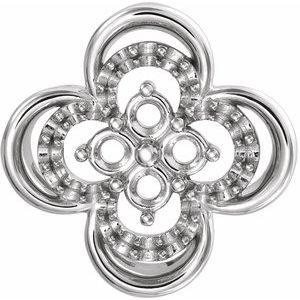 14K White 12.52 x 12.52 mm Clover Slide Pendant Mounting