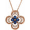 14K Rose Lab-Grown Blue Sapphire & .08 CTW Natural Diamond Clover 18
