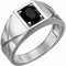14K White Natural Black Onyx Ring