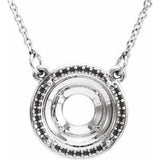 Platinum 8 mm Round Halo-Style 16" Necklace Mounting