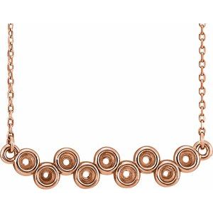 14K Rose Bezel-Set Bar 16-18" Necklace Mounting