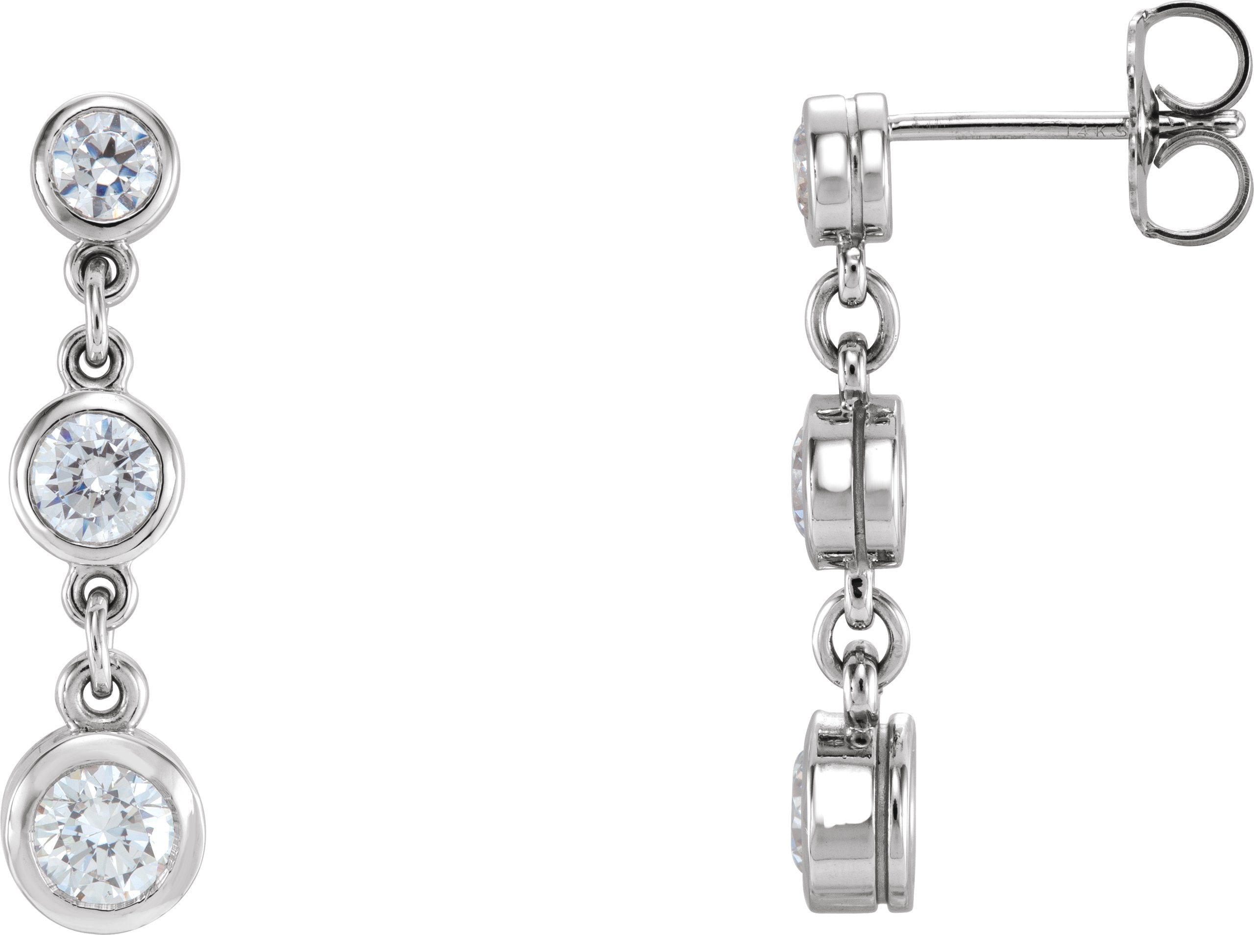 Three-Stone Bezel-Set Earrings