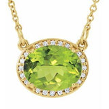 14K Yellow Natural Peridot & .04 CTW Natural Diamond 16 1/2" Necklace