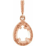 14K Rose 7x5 mm Pear Halo-Style Pendant Mounting