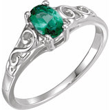 14K White May Youth Imitation Birthstone Ring