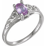 14K White October Youth Imitation Birthstone Ring